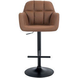 Tabouret de bar Natoma, similicuir, noir brun clair