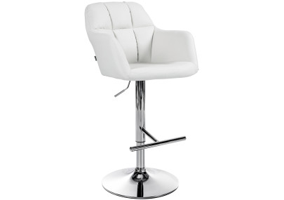 Tabouret de bar Natoma simili cuir chrome blanc