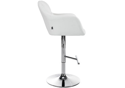 Tabouret de bar Natoma, similicuir, chrome, blanc
