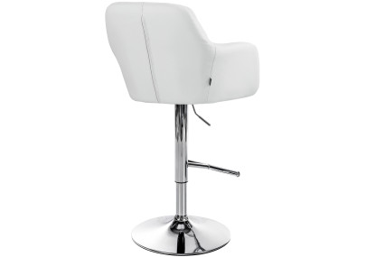 Tabouret de bar Natoma, similicuir, chrome, blanc
