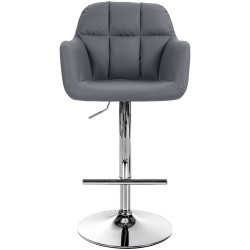 Tabouret de bar Natoma, similicuir, gris chrome