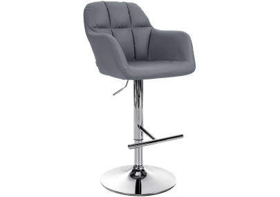 Taburete de bar Natoma en polipiel Gris,Metal cromado