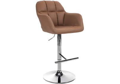 Tabouret de bar Natoma simili cuir chromé marron clair