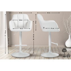 Tabouret de bar Natoma, similicuir, blanc