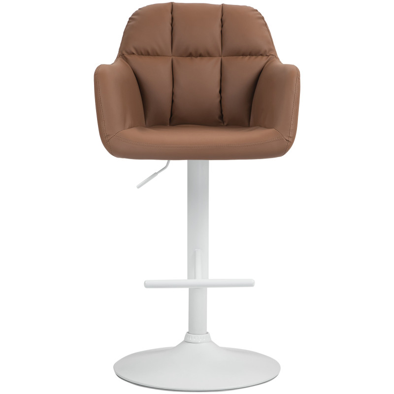 Taburete de bar Natoma en polipiel Marrón claro,Metal blanco mate