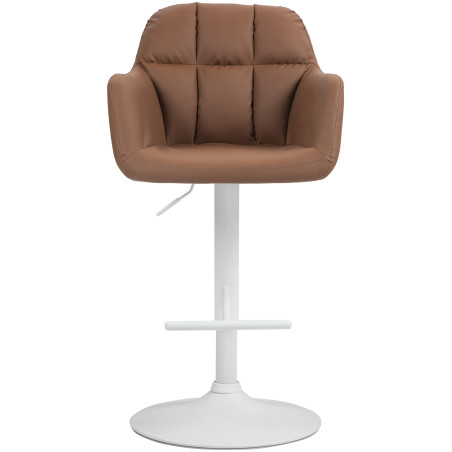 Taburete de bar Natoma en polipiel Marrón claro,Metal blanco mate