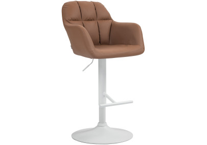 Tabouret de bar Natoma, similicuir, blanc/marron clair