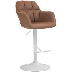 Tabouret de bar Natoma, similicuir, blanc brun clair