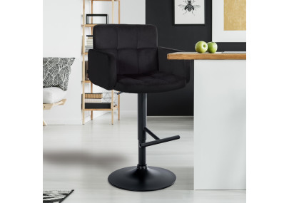 Tabouret de bar Los Angeles velours noir noir