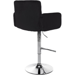 Tabouret de bar Los Angeles, velours, chrome, noir