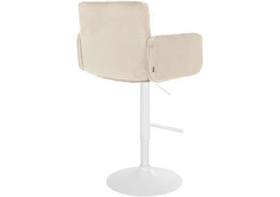 Tabouret de bar en velours Los Angeles, blanc/crème