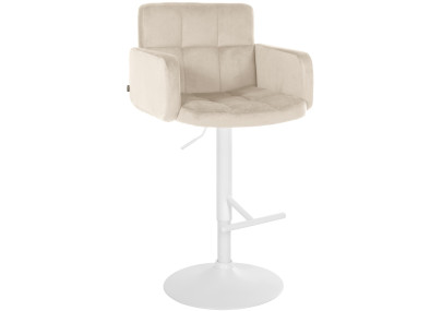 Tabouret de bar Los Angeles velours blanc crème