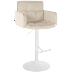 Tabouret de bar en velours Los Angeles, blanc/crème