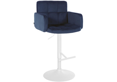 Tabouret de bar Los Angeles velours blanc bleu