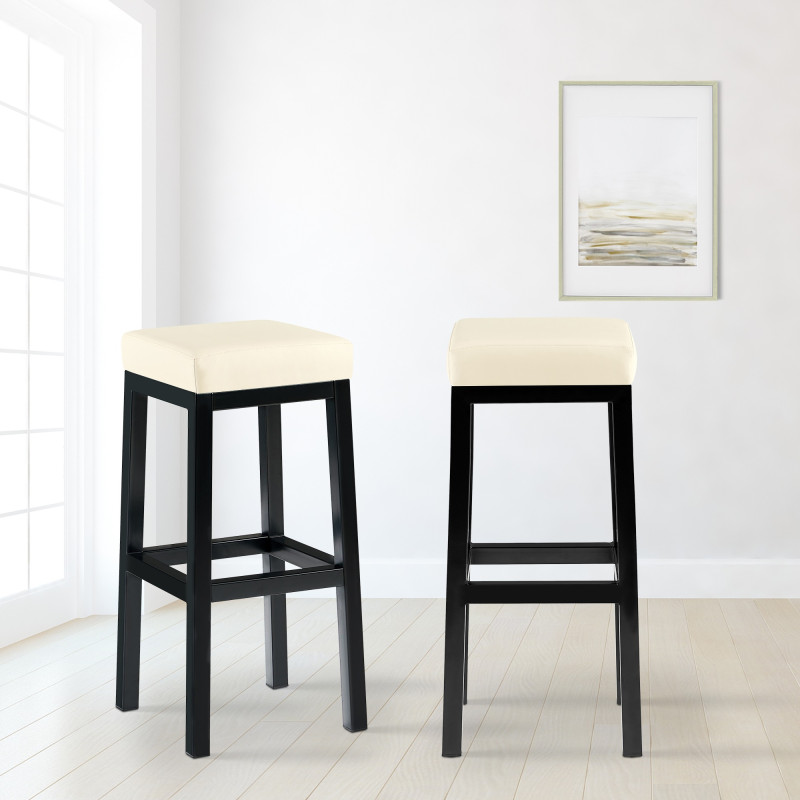 Tabouret de bar Taylor B85, similicuir, crème