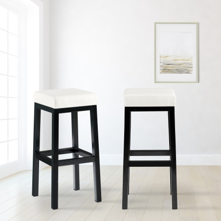 Tabouret de bar Taylor B85, similicuir, blanc
