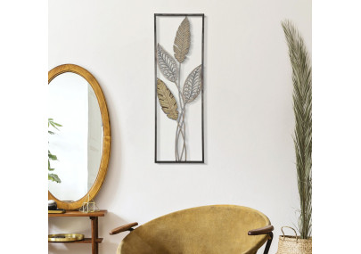 Décoration murale feuilles métal – Modèle Foglie A – 30x91 cm – Élégance naturelle industrielle