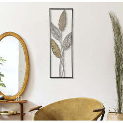 Décoration murale feuilles métal – Modèle Foglie A – 30x91 cm – Élégance naturelle industrielle