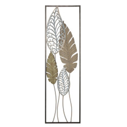 Décoration murale feuilles métal – Modèle Foglie B – 30x99 cm – Feuillage moderne esprit loft