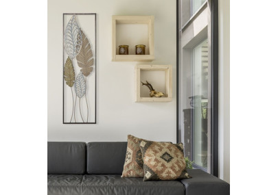 Décoration murale feuilles métal – Modèle Foglie B – 30x99 cm – Feuillage moderne esprit loft