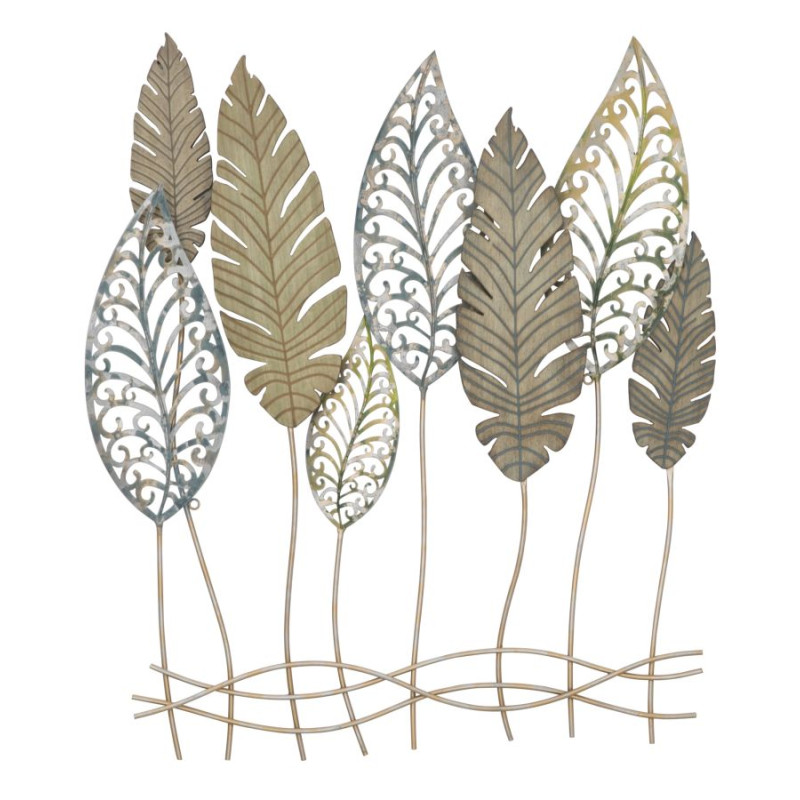 Décoration murale feuilles métal – Modèle Foglie C – 75x87 cm – Style industriel végétal