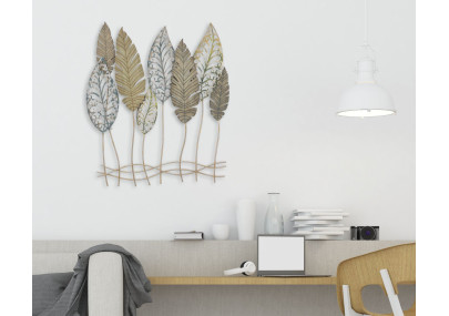 Décoration murale feuilles métal – Modèle Foglie C – 75x87 cm – Style industriel végétal