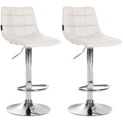 Ensemble de 2 tabourets de bar Jerry, similicuir, chromés blanc