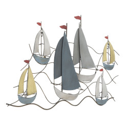 Decoración de pared de mar de metal – 114x62 cm – Ambiente marino y relajante