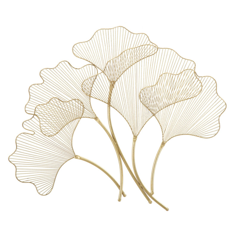 Painel de Parede Glam Leaf em Ferro – 79x68 cm – Folhagem Dourada Refinada