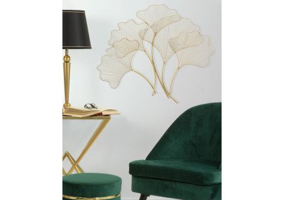 Panneau mural Glam Leaf en fer – 79x68 cm – Feuillage doré raffiné