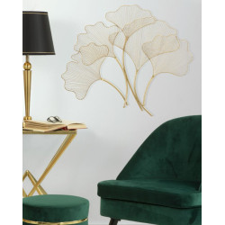 Painel de Parede Glam Leaf em Ferro – 79x68 cm – Folhagem Dourada Refinada
