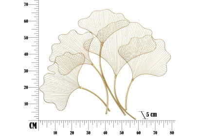 Panneau mural Glam Leaf en fer – 79x68 cm – Feuillage doré raffiné