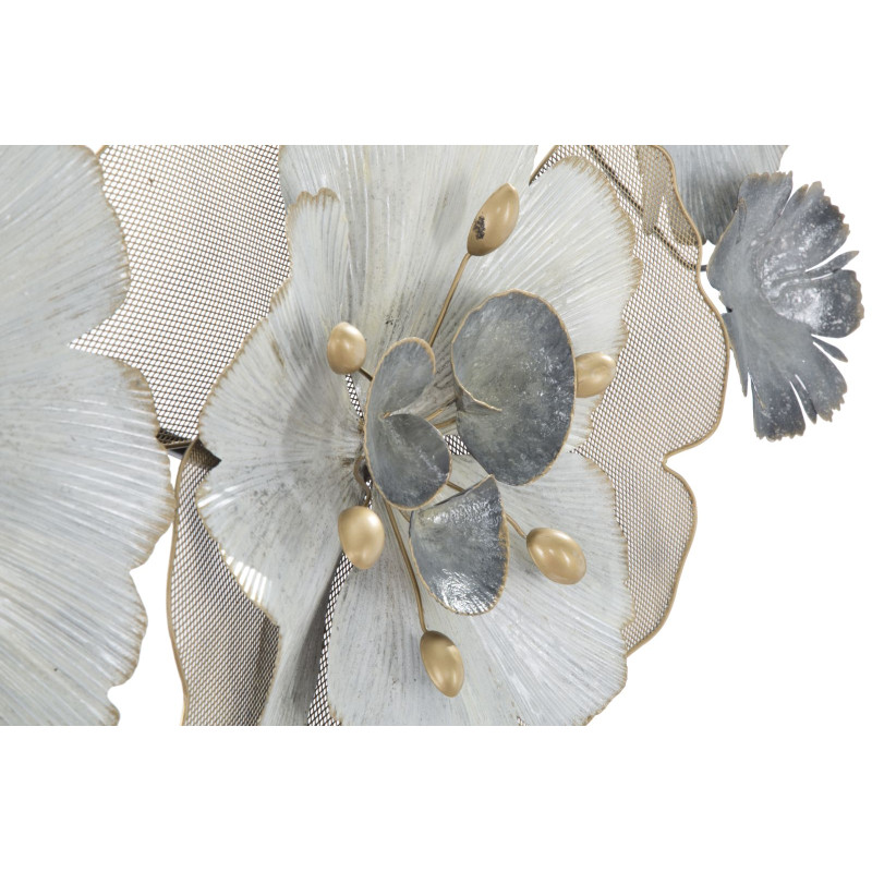 Panneau mural en fer à motifs fleuris – 119x60 cm – Style Glam romantique