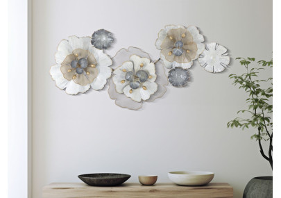 Pannello murale in ferro con motivi floreali – 119x60 cm – Stile Glamour Romantico