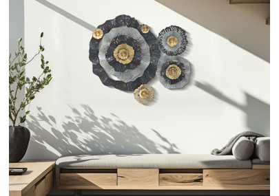 Panneau mural fer Otos – 100x80 cm – Style Glam design doré