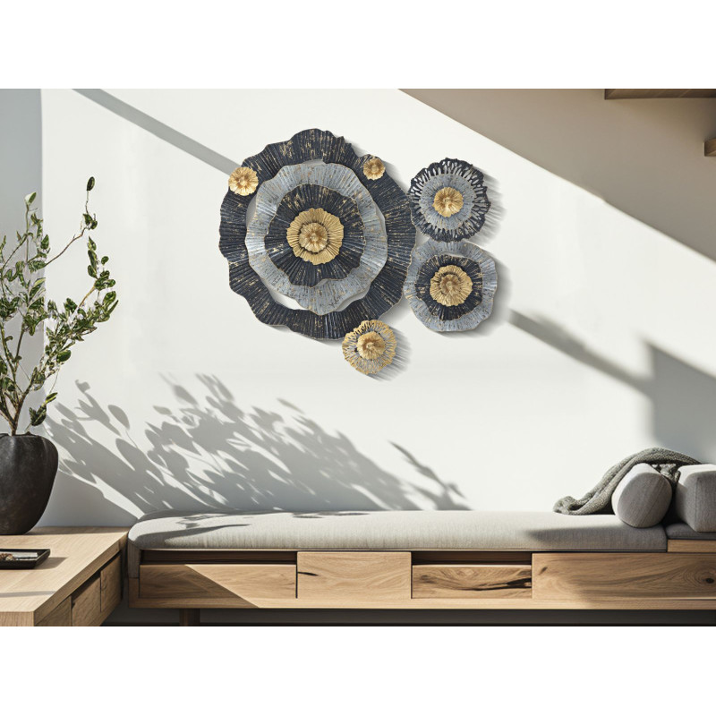 Painel de parede em ferro Otos – 100x80 cm – Design dourado Glam