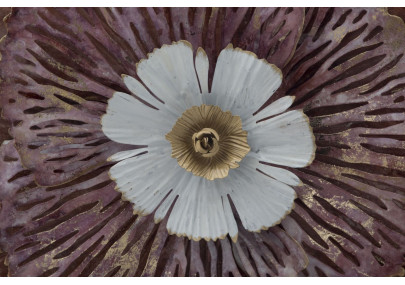 Pannello murale in ferro Bunga – 73x72 cm – Elegante fiore metallico Glam