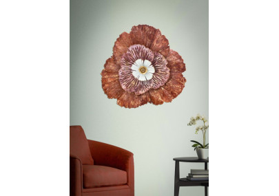 Pannello murale in ferro Bunga – 73x72 cm – Elegante fiore metallico Glam
