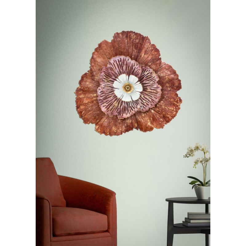 Panneau mural fer Bunga – 73x72 cm – Fleur métallique Glam élégante