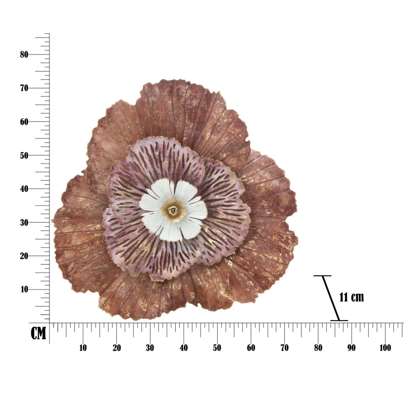 Pannello murale in ferro Bunga – 73x72 cm – Elegante fiore metallico Glam