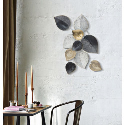 Pannello murale in ferro a mezza foglia – Modello B – 62x40 cm – Stile Glam naturale