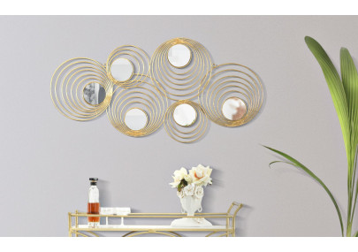 Pannello murale in ferro a raggi – 90x45 cm – Metallo dorato effetto sole Glamour