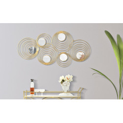 Panel de pared de hierro Rayons – 90x45 cm – Metal dorado efecto sol Glamour