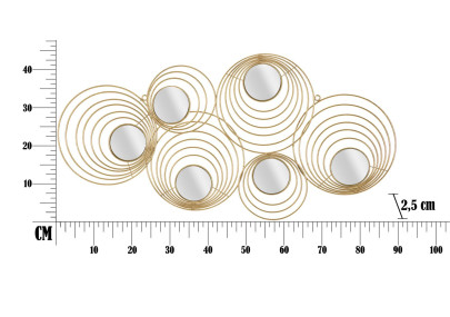 Pannello murale in ferro a raggi – 90x45 cm – Metallo dorato effetto sole Glamour