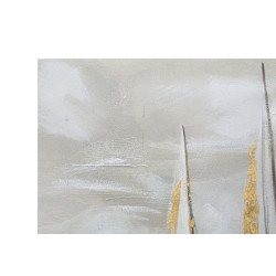 Pintura de parede dourada de barco – 100x80 cm – Quadro Glamoroso Luminoso e Refinado