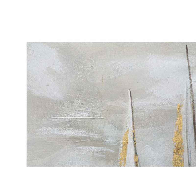 Pintura de parede dourada de barco – 100x80 cm – Quadro Glamoroso Luminoso e Refinado