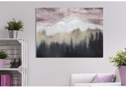 Pintura de pared Rosa Montaña – 80x60 cm – Paisaje suave y romántico Glam
