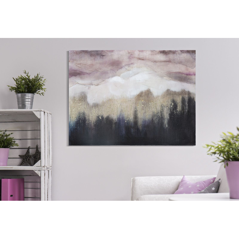 Pintura de Parede Montanha Rosa – 80x60 cm – Paisagem Suave e Romântica Glam