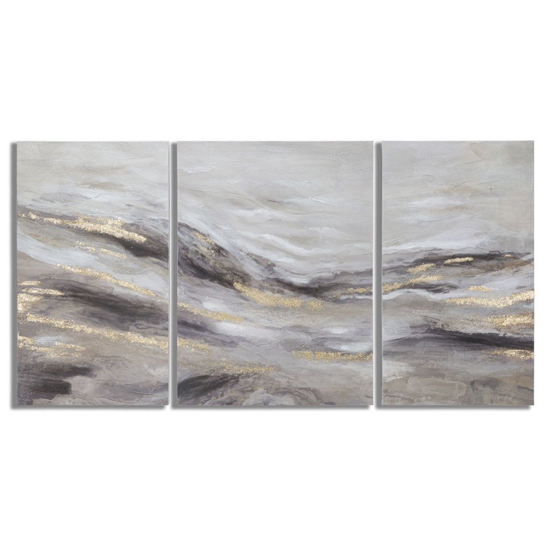 Pintura de Parede Monty – Conjunto de 3 Peças – 45x80 / 60x80 cm – Triptico Artístico Glam