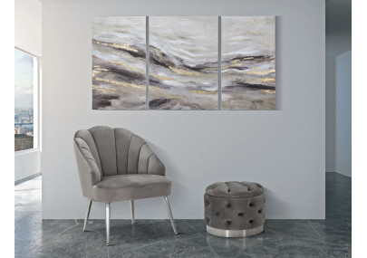Pintura de Parede Monty – Conjunto de 3 Peças – 45x80 / 60x80 cm – Triptico Artístico Glam